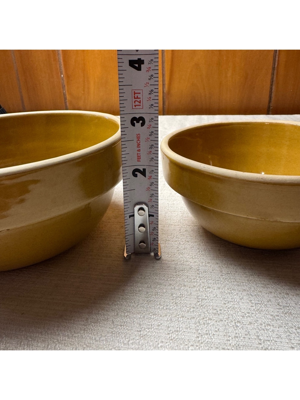 Vintage Americana General Stoneware Nesting Bowl Set Brown Pottery 2 Pc - Picture 7 of 9